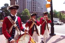 Re-enactors at Polk Park (Trade & Tryon Streets, Charlotte, NC) May 20, 2004.